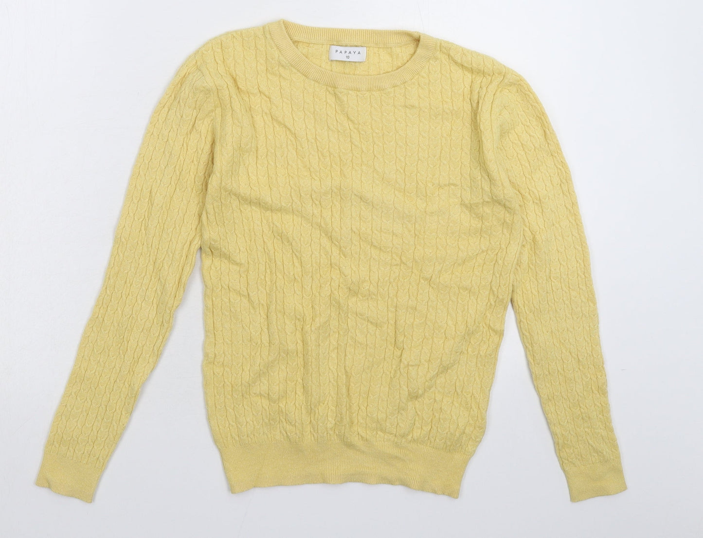 Womens UK Size 10 Papaya Yellow Pullover Jumper