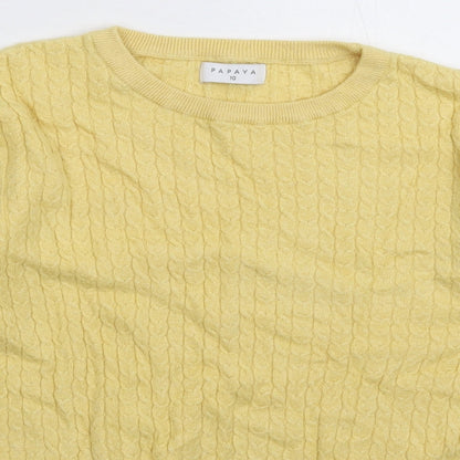 Womens UK Size 10 Papaya Yellow Pullover Jumper