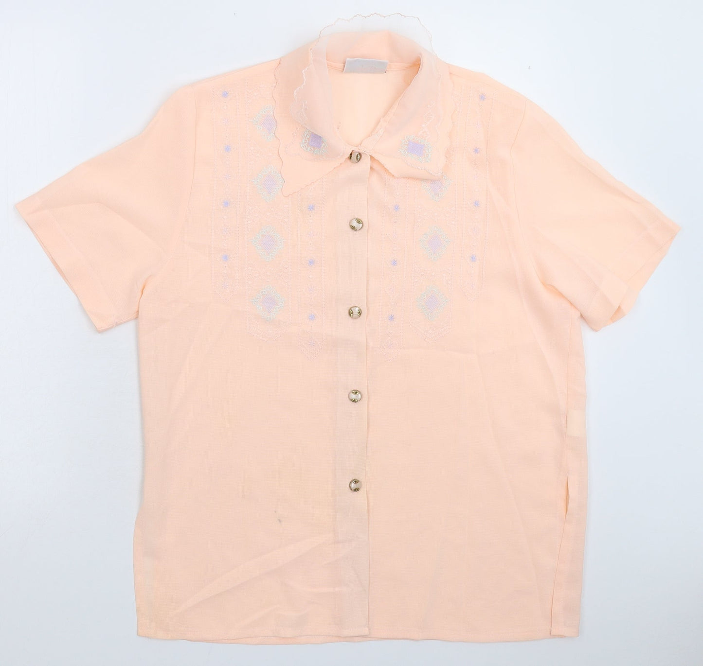 Womens UK Size 16 Rosy Pink Basic Button-Up