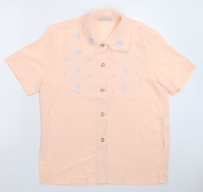 Womens UK Size 16 Rosy Pink Basic Button-Up