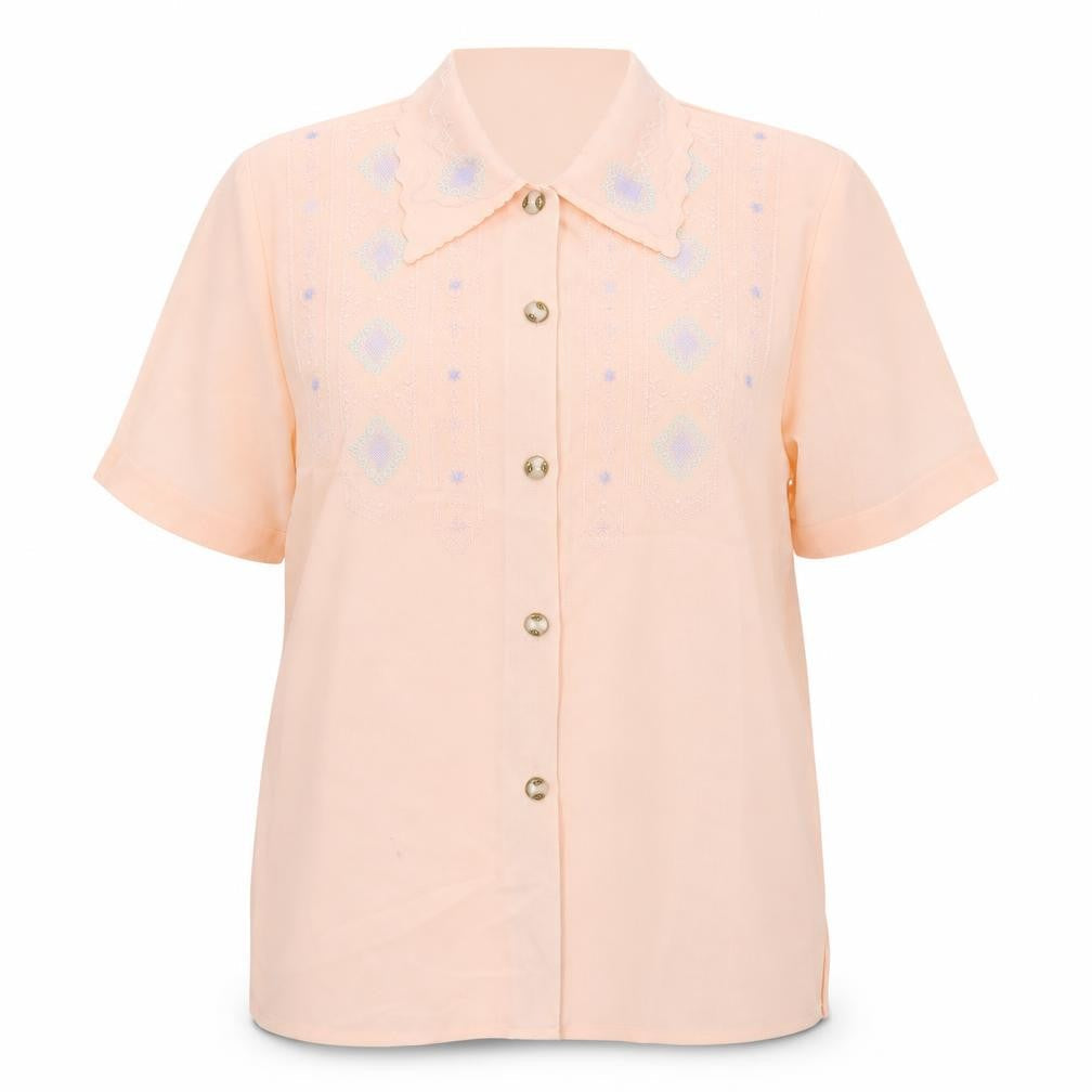 Womens UK Size 16 Rosy Pink Basic Button-Up