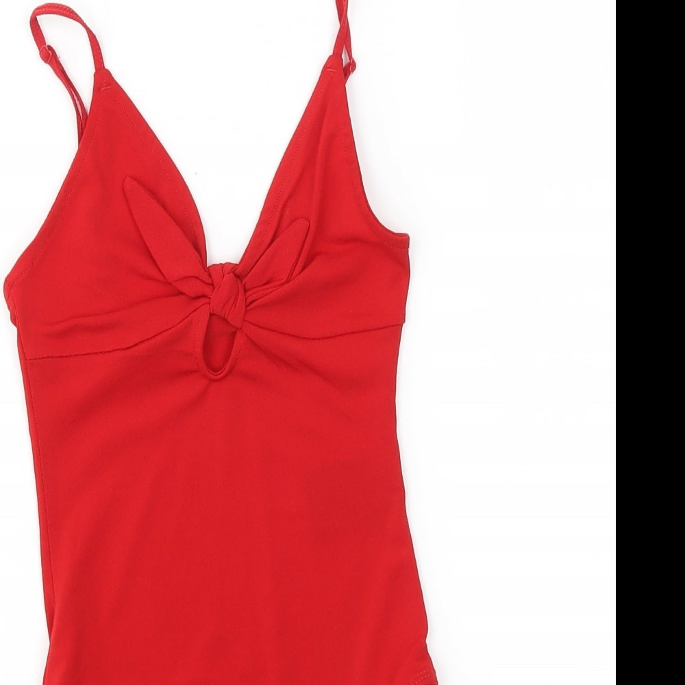 H&M Womens Red   Bodysuit One-Piece Size XS