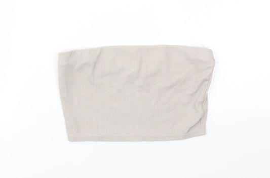 Boohoo Womens Beige   Cropped T-Shirt Size 8