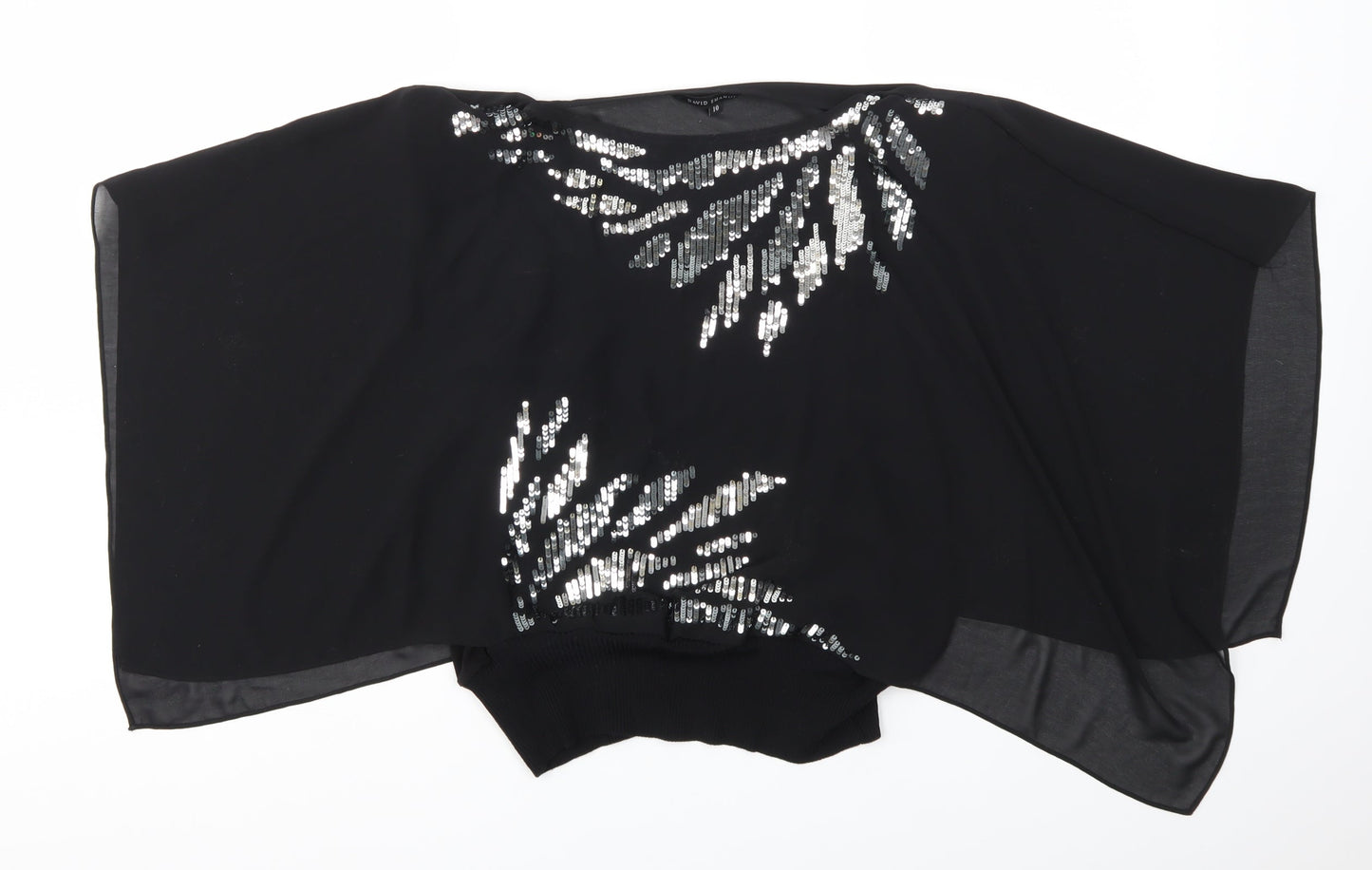 Womens UK Size 10 DAVID EMANUEL Black Basic T-Shirt