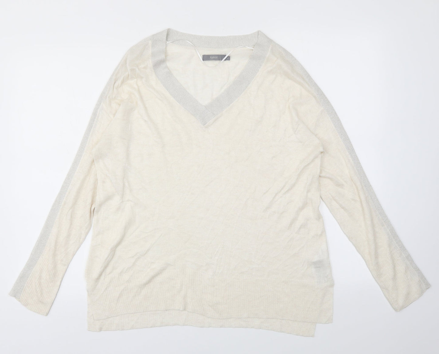 b.young Womens Ivory   Basic T-Shirt Size L