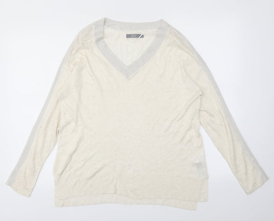 b.young Womens Ivory   Basic T-Shirt Size L