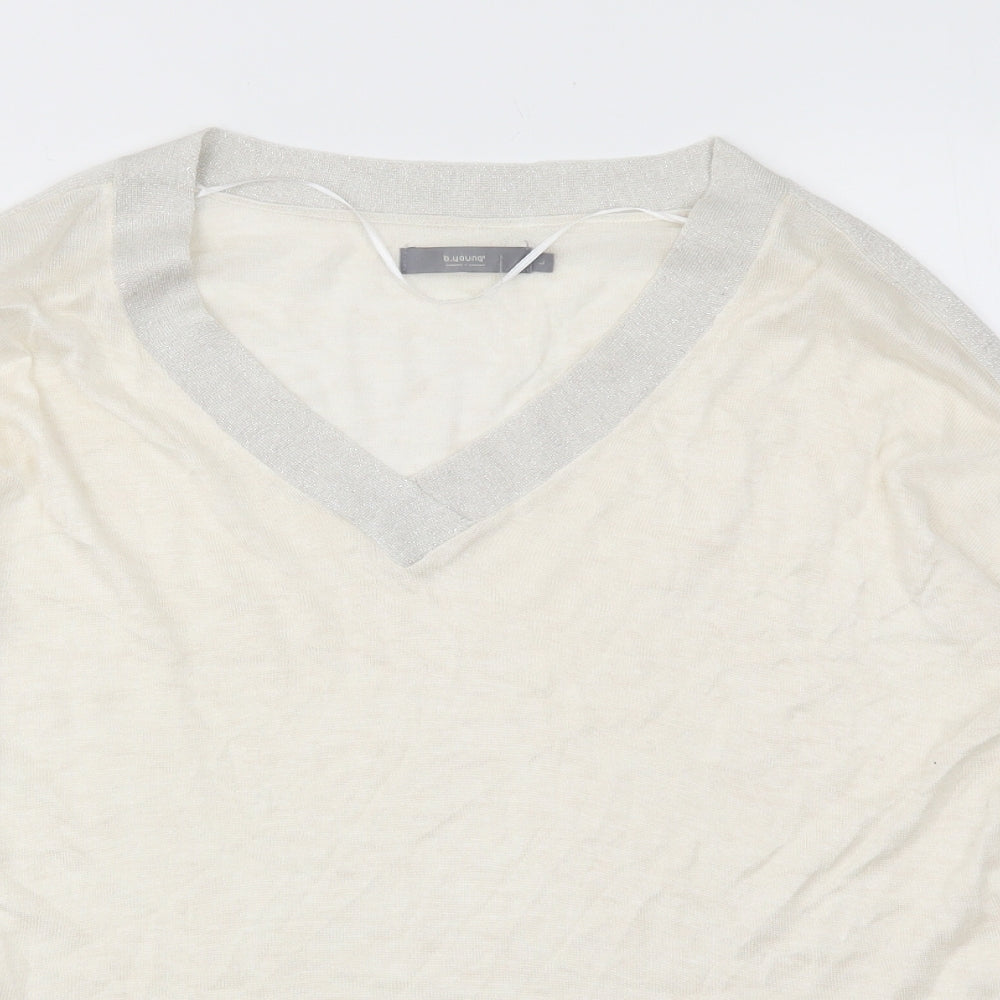 b.young Womens Ivory   Basic T-Shirt Size L
