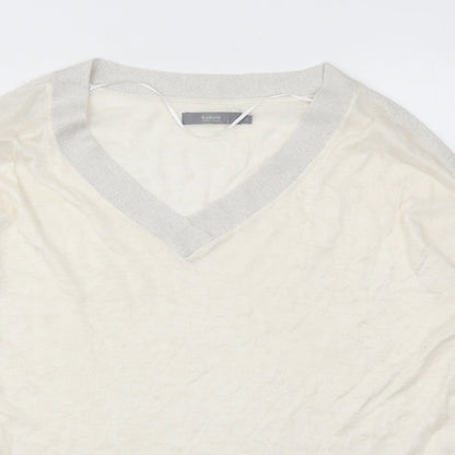 b.young Womens Ivory   Basic T-Shirt Size L