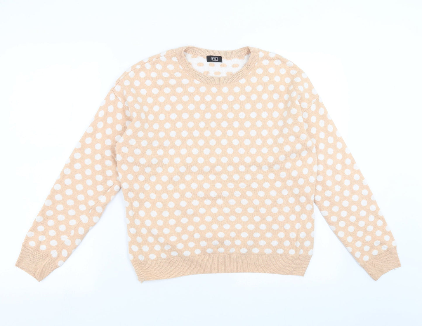 F&F Womens Pink Polka Dot Knit Pullover Jumper Size 8
