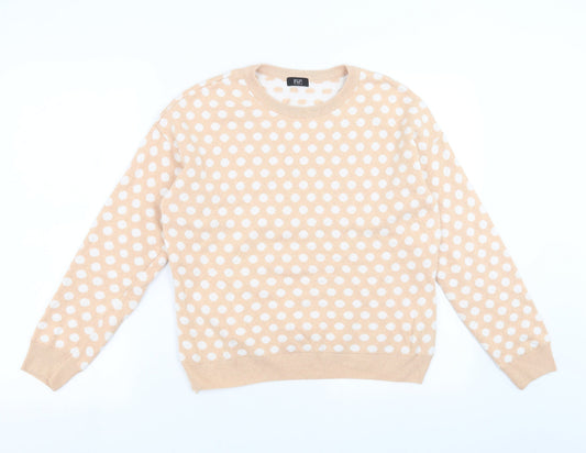 F&F Womens Pink Polka Dot Knit Pullover Jumper Size 8
