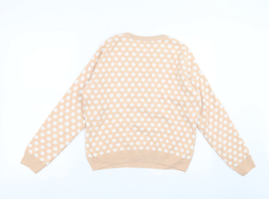 F&F Womens Pink Polka Dot Knit Pullover Jumper Size 8