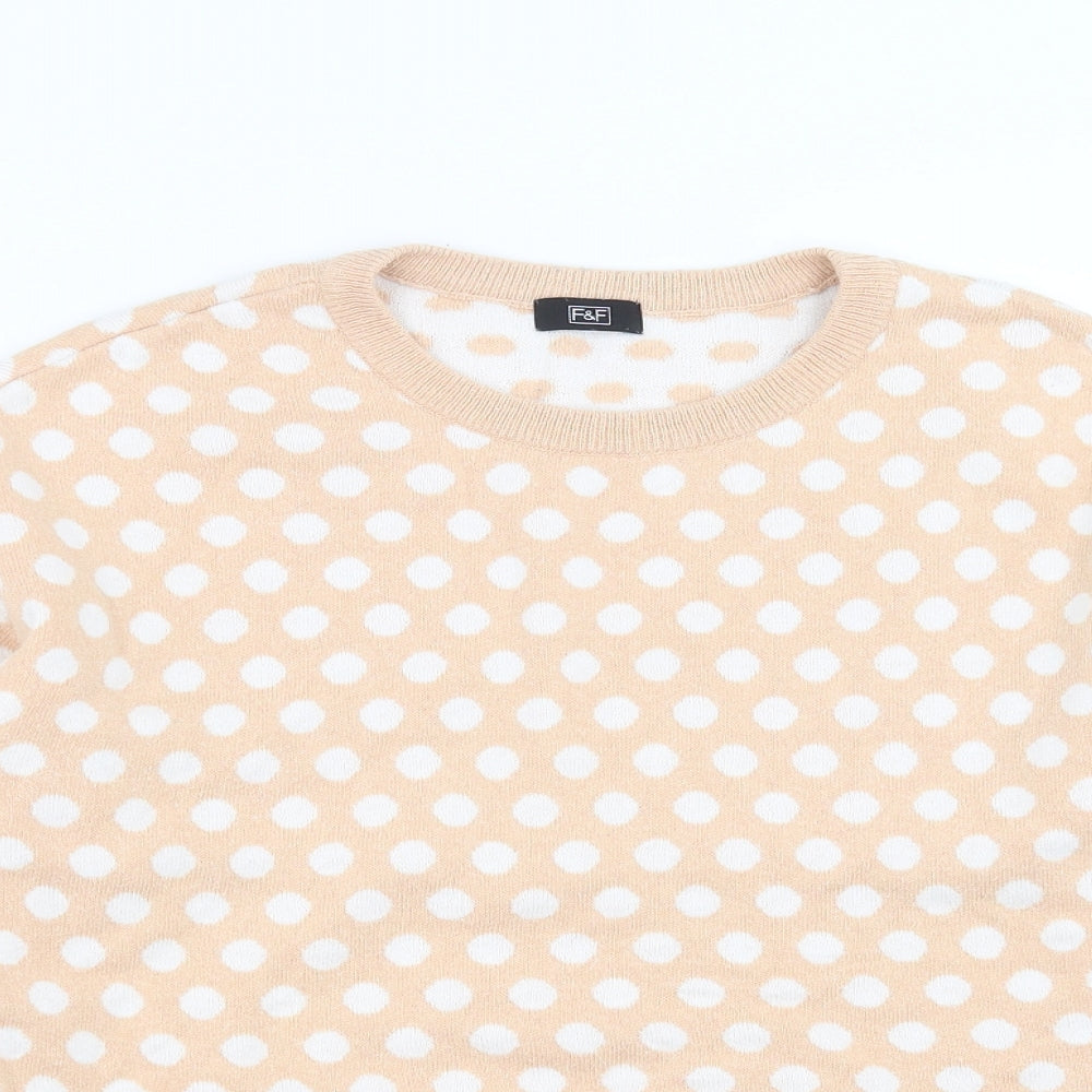 F&F Womens Pink Polka Dot Knit Pullover Jumper Size 8