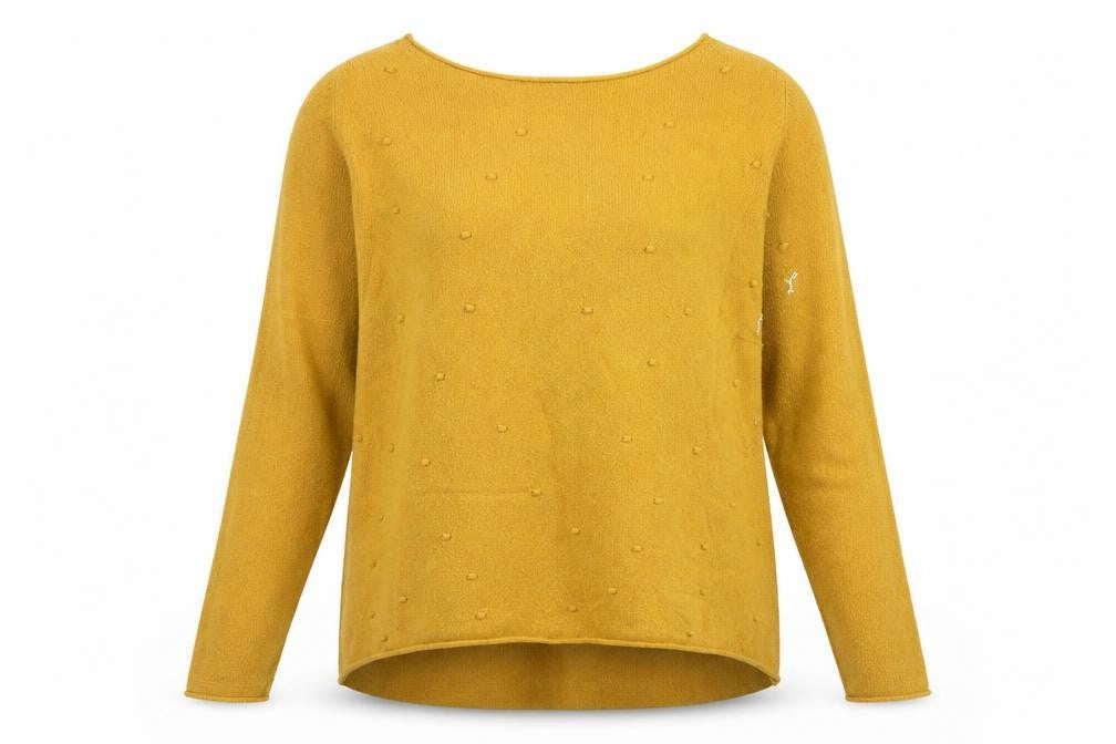 SMF Womens Yellow  Knit Pullover Jumper Size 14  - dotted pattern