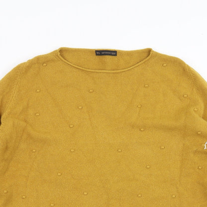 SMF Womens Yellow  Knit Pullover Jumper Size 14  - dotted pattern