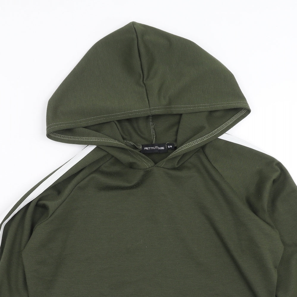 PRETTYLITTLETHING Womens Green   Pullover Hoodie Size S  - cropped