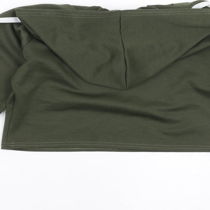 PRETTYLITTLETHING Womens Green   Pullover Hoodie Size S  - cropped