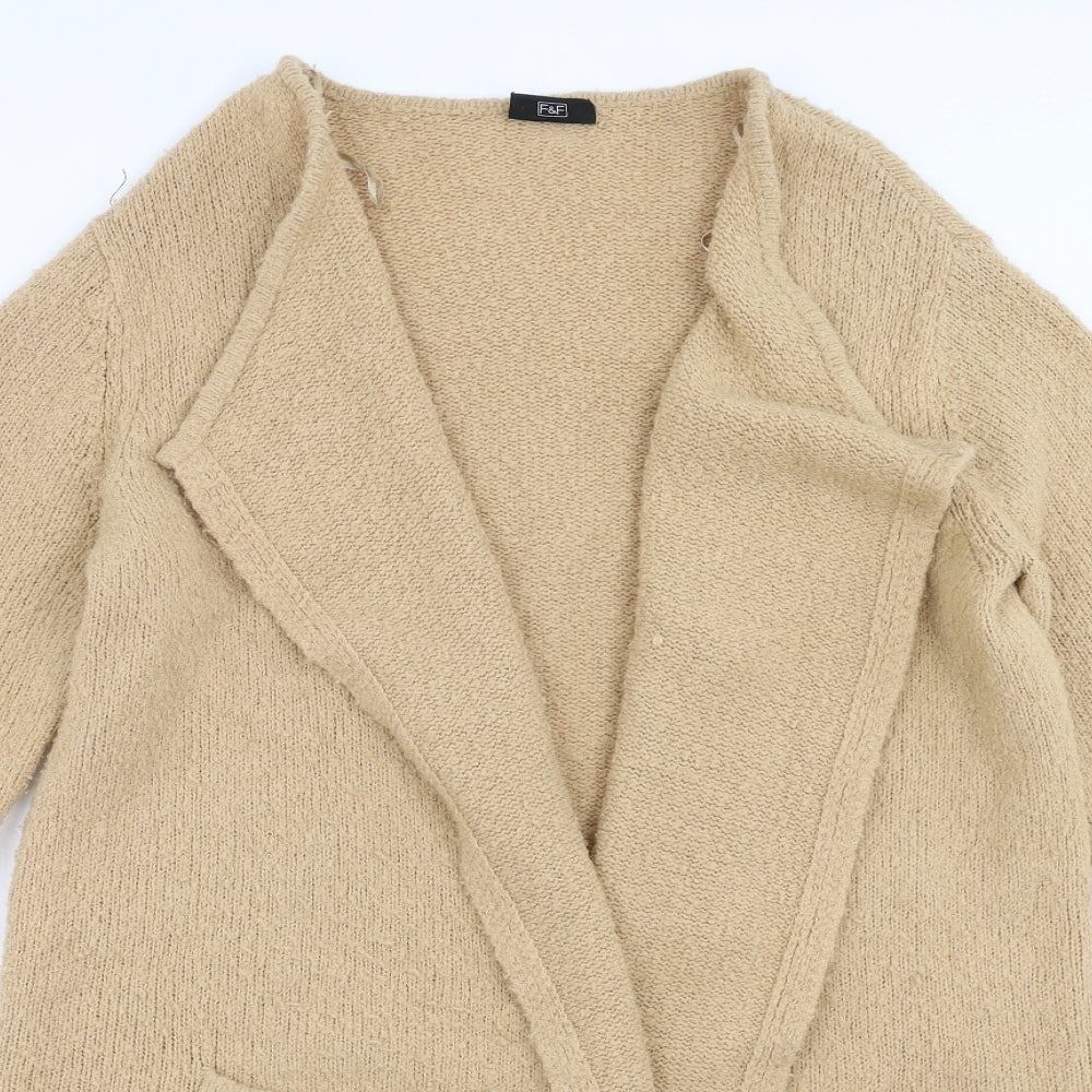 F&F Womens Beige  Knit Cardigan Jumper Size 12