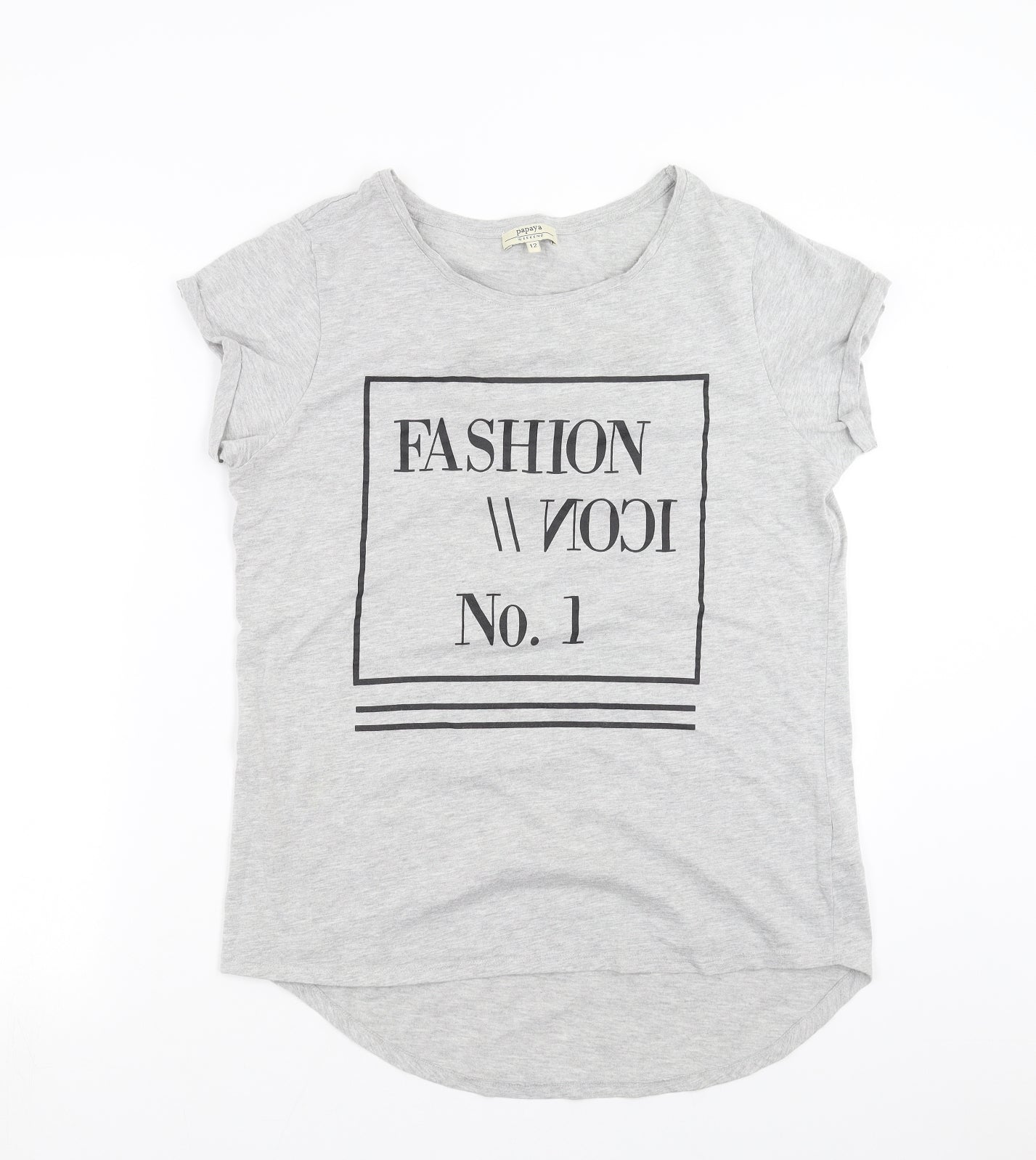 Womens UK Size 12 Papaya Grey Basic T-Shirt
