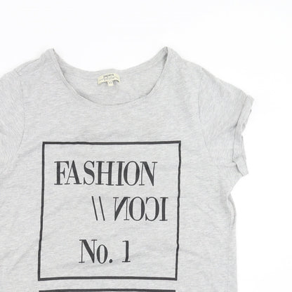 Womens UK Size 12 Papaya Grey Basic T-Shirt