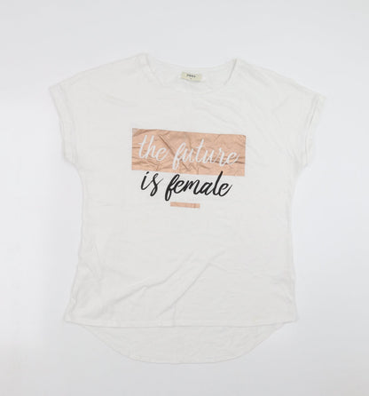 Papaya Womens White   Basic T-Shirt Size 14  - the future is female