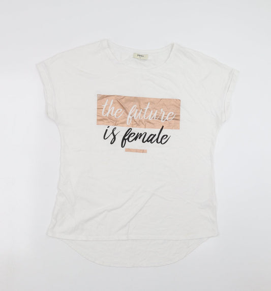 Papaya Womens White   Basic T-Shirt Size 14  - the future is female