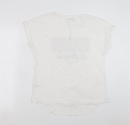 Papaya Womens White   Basic T-Shirt Size 14  - the future is female