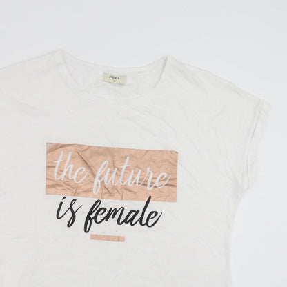 Papaya Womens White   Basic T-Shirt Size 14  - the future is female