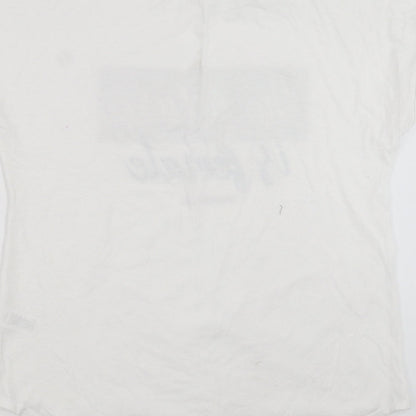 Papaya Womens White   Basic T-Shirt Size 14  - the future is female