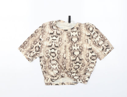 Womens UK Size S H&M Brown Cropped T-Shirt