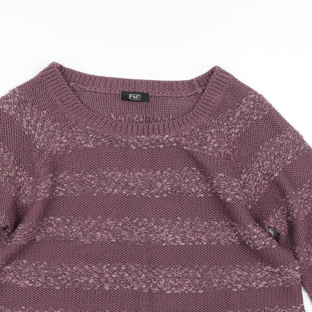 F&F Womens Purple Floral  Pullover Jumper Size 12