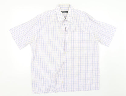 Mens UK Size 16.5 M&S Pink  Button-Up Short Sleeve Casual Shirt