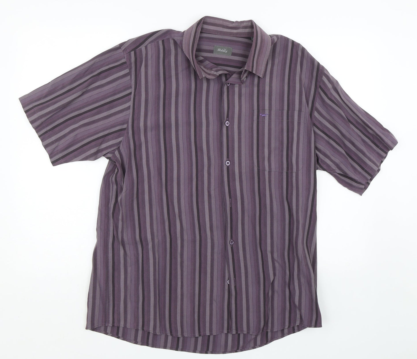 Wolsey Mens Purple Striped   Button-Up Size L