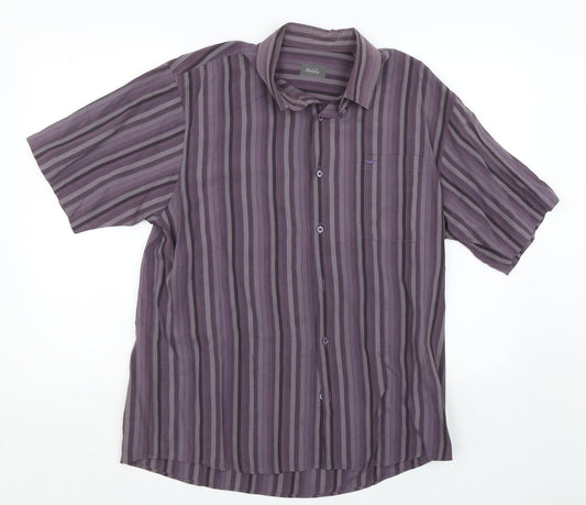 Wolsey Mens Purple Striped   Button-Up Size L