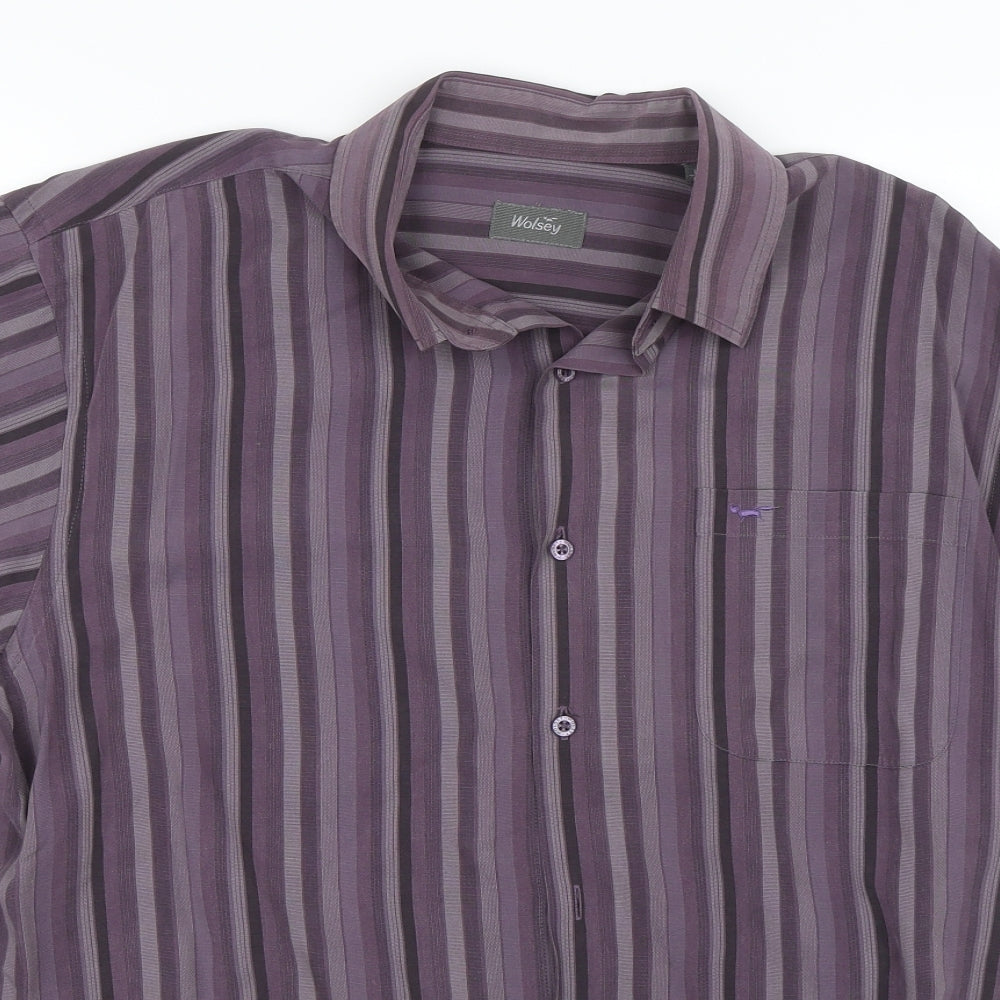 Wolsey Mens Purple Striped   Button-Up Size L