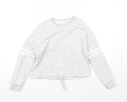 M&S Girls Grey Striped  Pullover Sweatshirt Size 10-11 Years