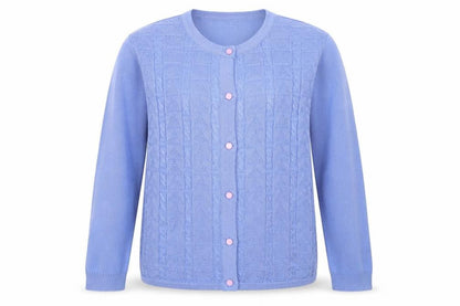 Womens UK Size M Isle Essentials Blue Cardigan Jumper