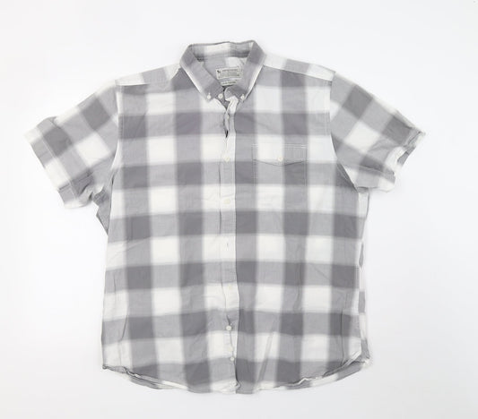saisnburys Mens Grey Check   Button-Up Size XL  - 44inch