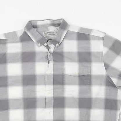 saisnburys Mens Grey Check   Button-Up Size XL  - 44inch