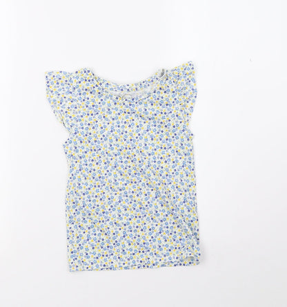 Mothercare Girls White Polka Dot  Basic T-Shirt Size 5 Years