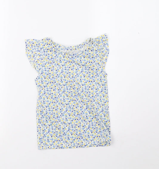 Mothercare Girls White Polka Dot  Basic T-Shirt Size 5 Years