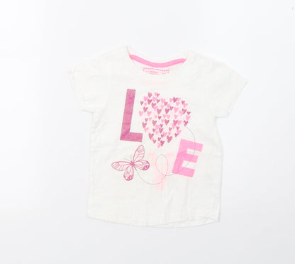 Young Dimension Girls White   Basic T-Shirt Size 2 Years