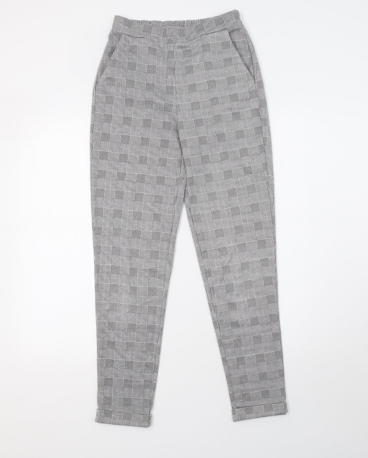 Primark Womens White Check  Trousers  Size 6 L29 in - v