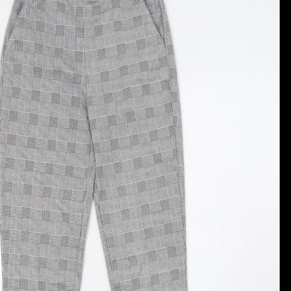 Primark Womens White Check  Trousers  Size 6 L29 in - v