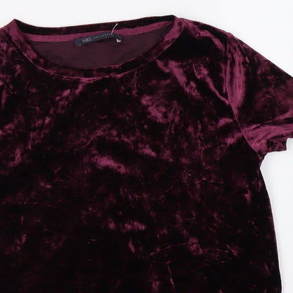 Marks and Spencer Womens Purple  Velvet Basic T-Shirt Size 6