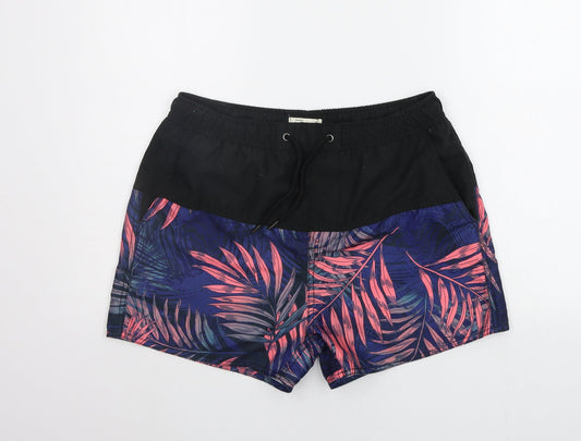 Another Influence Mens Black Floral  Sweat Shorts Size S - Elasticated Waist