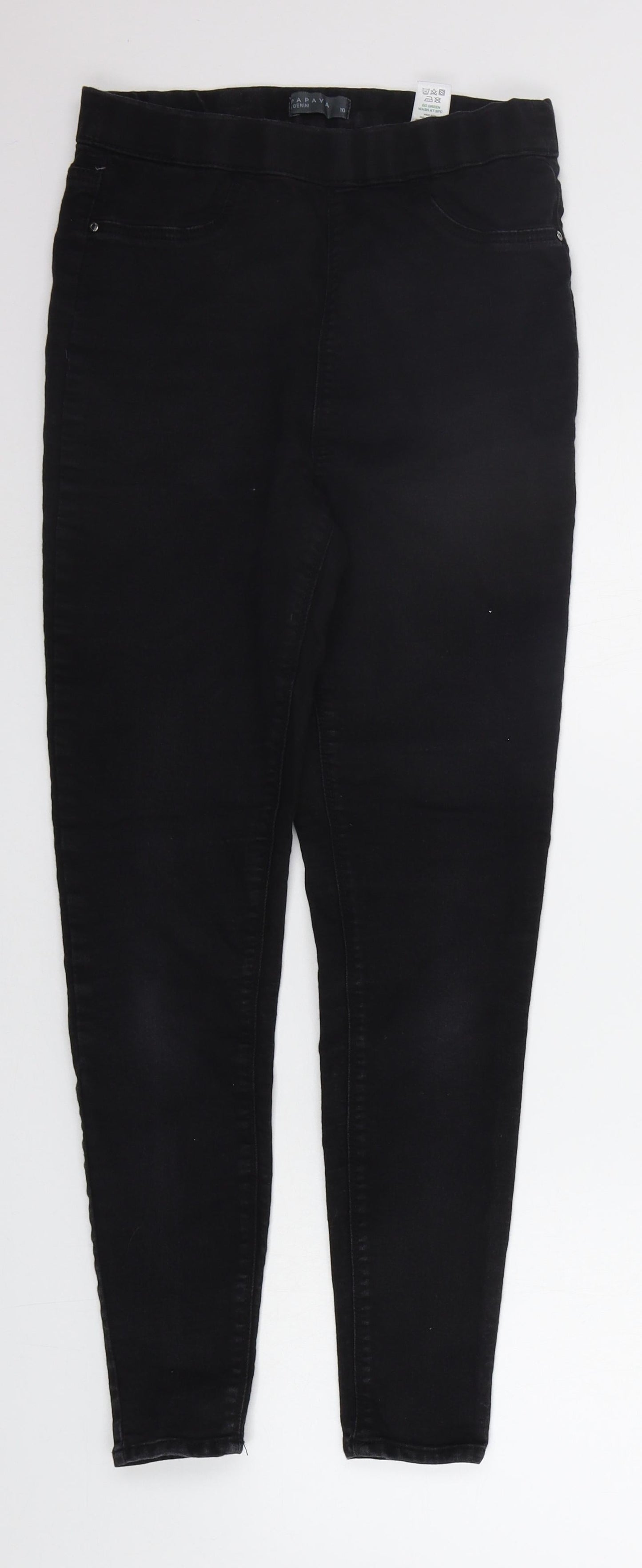 Womens UK Size 10 Papaya Regular Fit Skinny Black Jeans
