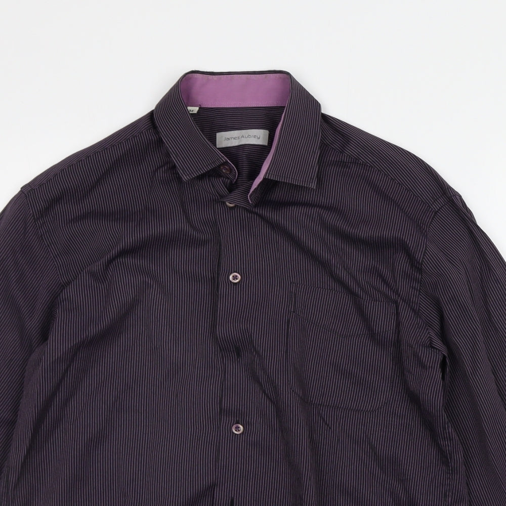 Mens UK Size M James Aubrey Purple  Button-Up Long Sleeve Casual Shirt