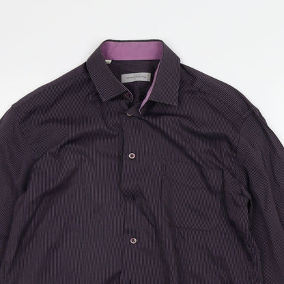 Mens UK Size M James Aubrey Purple  Button-Up Long Sleeve Casual Shirt