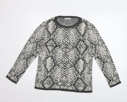 TU Womens Grey Geometric  Pullover Jumper Size 12