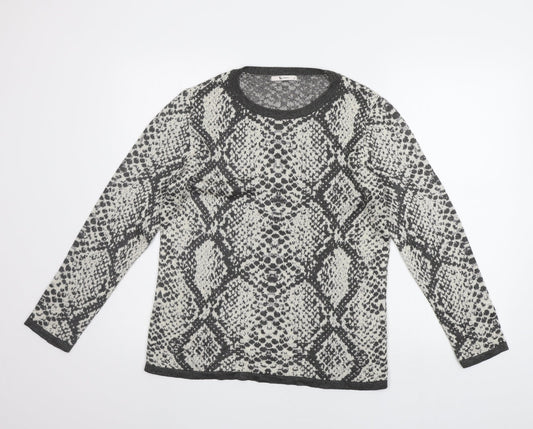 TU Womens Grey Geometric  Pullover Jumper Size 12